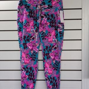 Lilly Pulitzer Floral Track Pants - Pink and Blue